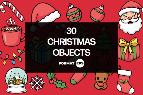 30 Christmas Objects: Modern Illustrations for Editorial Use