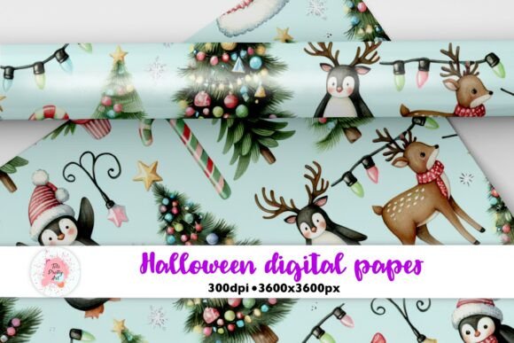 Christmas Deers Digital Paper PNG Review for Craft Projects and Etsy Sellers