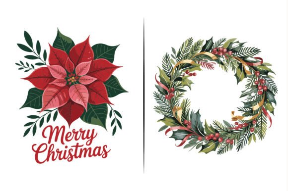 Christmas Flower Floral Vector Design: A Vibrant Illustration for Seasonal Branding