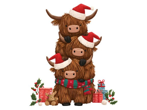 Christmas Highland Cow Stack PNG Review for Digital Product Creators
