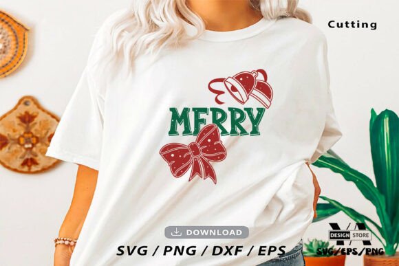 Christmas Merry Bow SVG PNG Illustrations