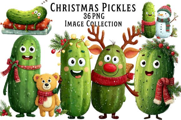 Christmas Pickles Clipart: A Festive Illustration for Creative Projects