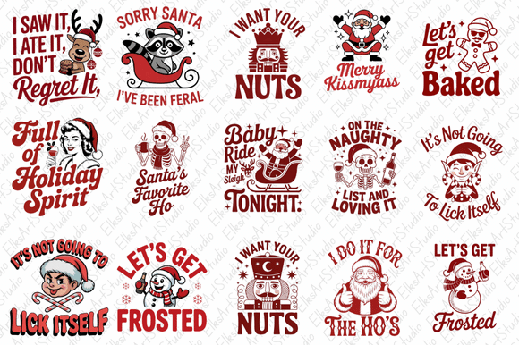 Christmas Sarcastic Santa Claus Bundles: A Unique Illustration for Crafters