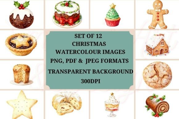 Christmas Watercolour Baking Clipart Embroidery Design Review