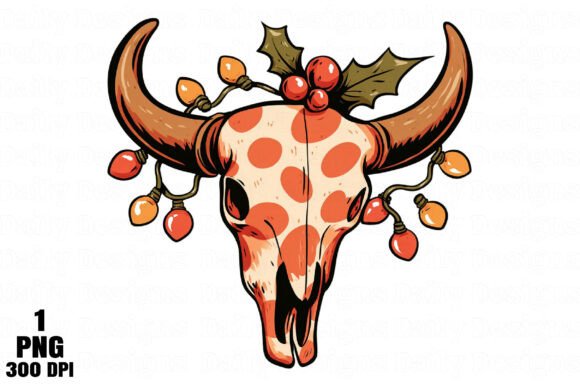 Christmas Western Bull PNG: A Versatile Illustration for Seasonal Merch