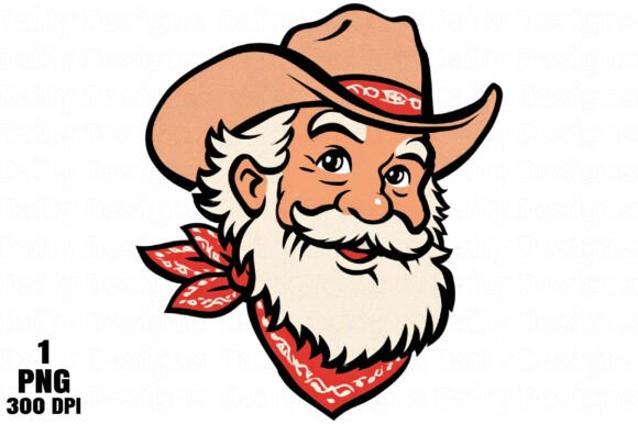 Christmas Western Cowboy Santa Face PNG: A Unique Illustration for Content Creators