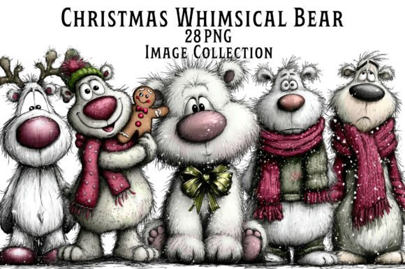 Christmas Whimsical Bear Clipart: A Festive Illustration for Creative Sellers