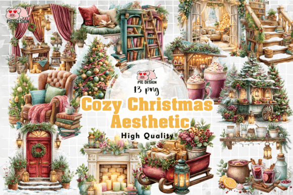 Cozy Christmas Aesthetic PNG: A Festive Graphic Design Asset for Crafters
