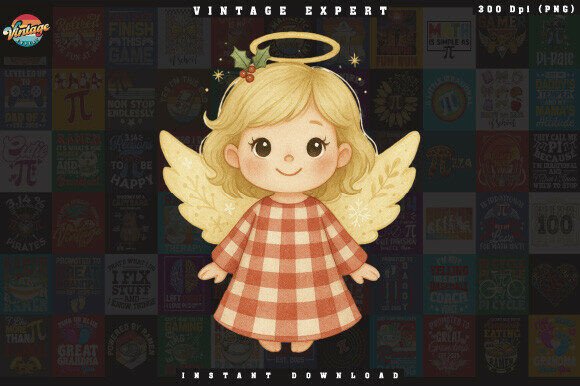 Cozy Christmas Angel with Wings Clipart: A Festive Illustration for Local Business Branding