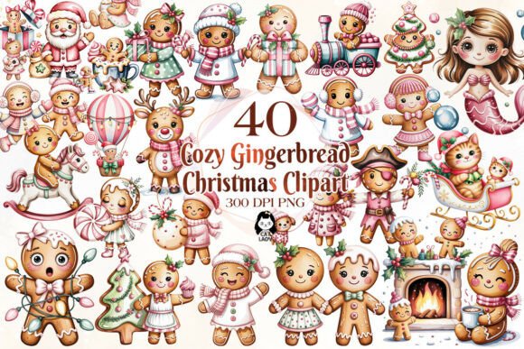 Cozy Christmas Gingerbread Clipart: A Warm Illustration Asset for Seasonal Branding