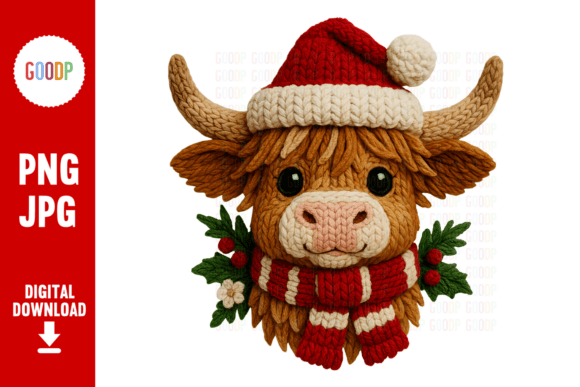 Cozy Highland Cow Christmas Illustrations: A Warm, Whimsical Design Asset