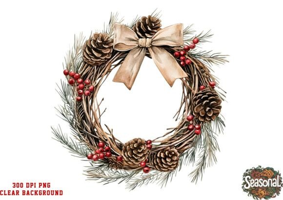 Cream Bow Christmas Wreath PNG: A Crafter’s Review of This Festive Illustrations Asset