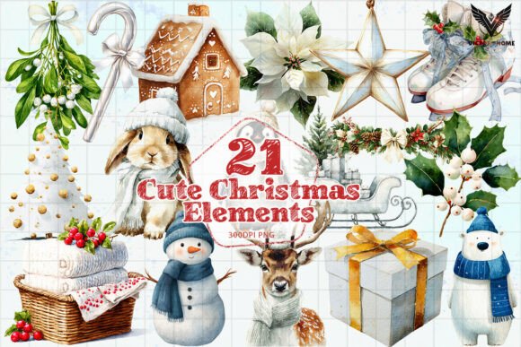 Cute Christmas Elements PNG: A Versatile Illustration for Digital Sellers