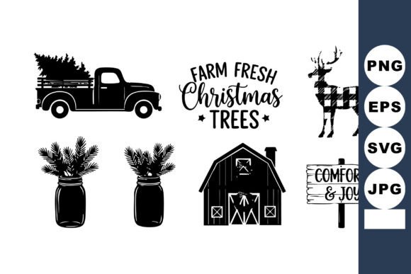 Farm Fresh Christmas Trees Truck Illustrations for Seasonal Branding