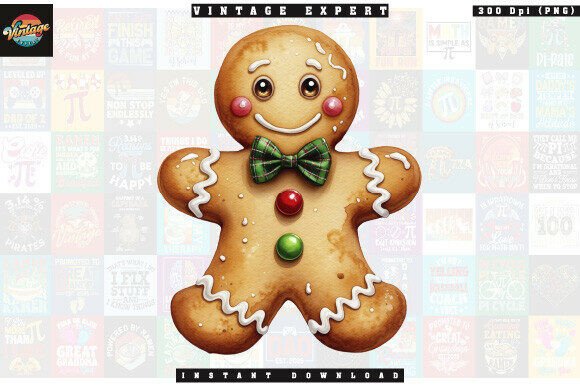 Gingerbread Sweet Cookie Christmas PNG for Embroidery Projects