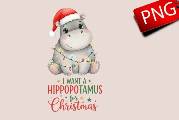 Hippopotamus Funny Christmas Sublimation Illustrations Review