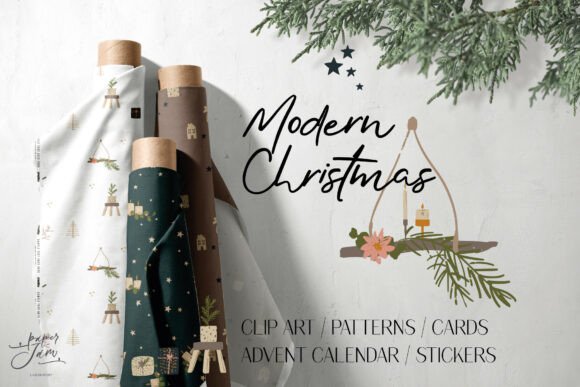 Modern Christmas Clipart Patterns for Editorial and Web Design