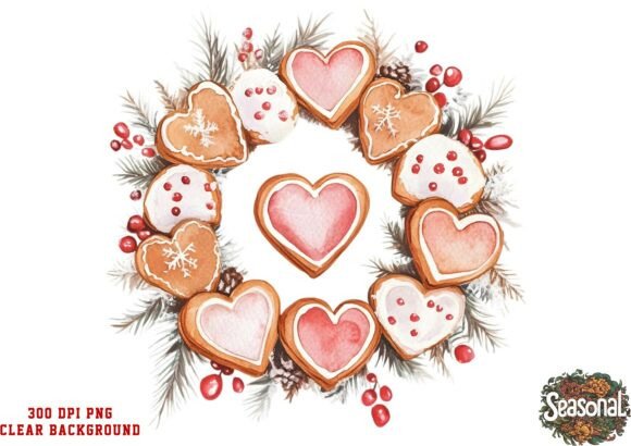 Peach Heart Christmas Wreath PNG Illustrations Review