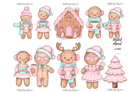 Pink Christmas Cookie Clipart Set: A Festive Illustration for Handmade Projects