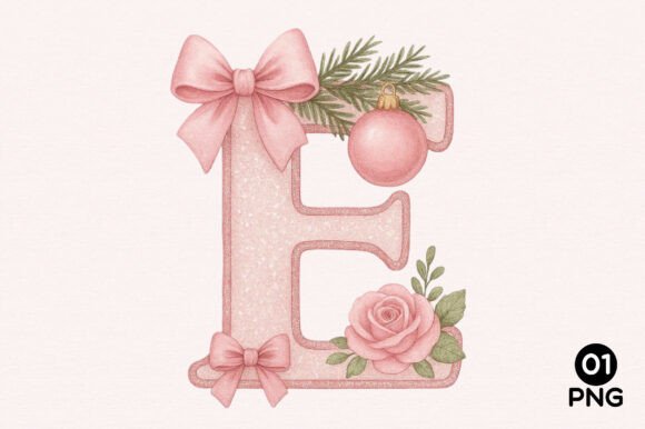 Pink Coquette Christmas Alphabet E PNG Review