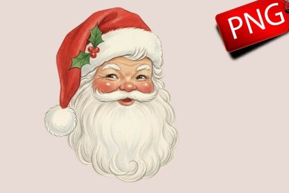Retro Santa Christmas PNG for Illustrations