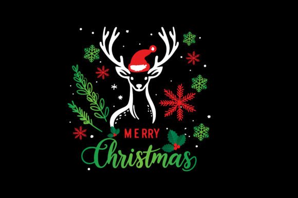 Santa Hat Reindeer Christmas Line Art for Creative Projects