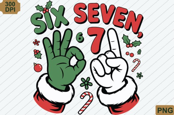 Six Seven Christmas Hand Sign Design PNG: A Review for Illustrations and Blog Graphics