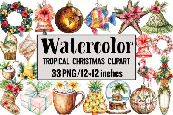 Tropical Christmas Clipart: A Festive Graphic Design Asset for Crafters