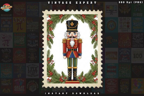 Vintage Nutcracker Christmas Stamp PNG: A Festive Graphic Design Asset for Crafters