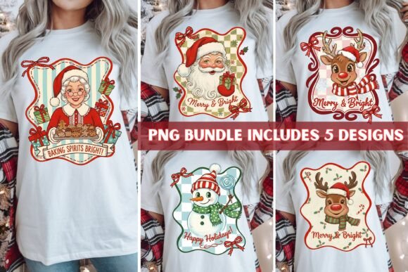 Vintage Retro Christmas PNG Bundle: Illustrations for Editorial Design